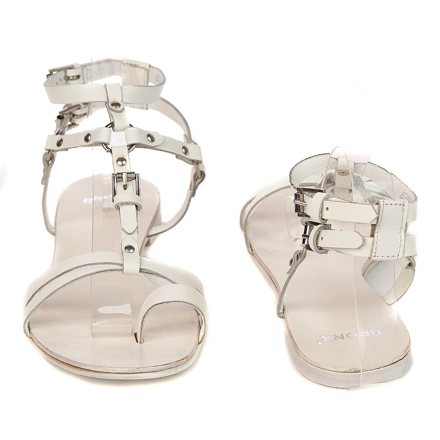 Sandali Bronx realizzati in vera pelle zln 0169 bianco