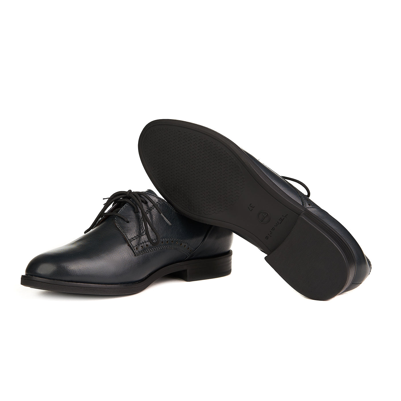 Buty Oxford Tamaris Skóra Naturalna Granatowo-Błękitne