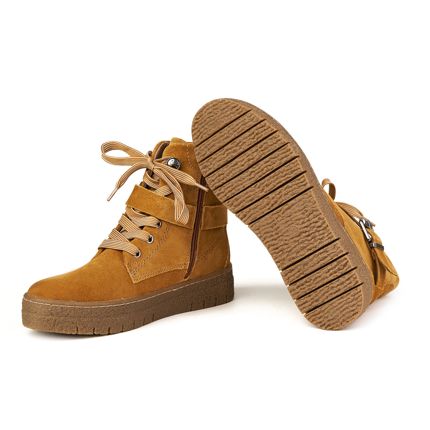 Marco Tozzi Bottes moutarde doublées de fourrure en cuir véritable rouge