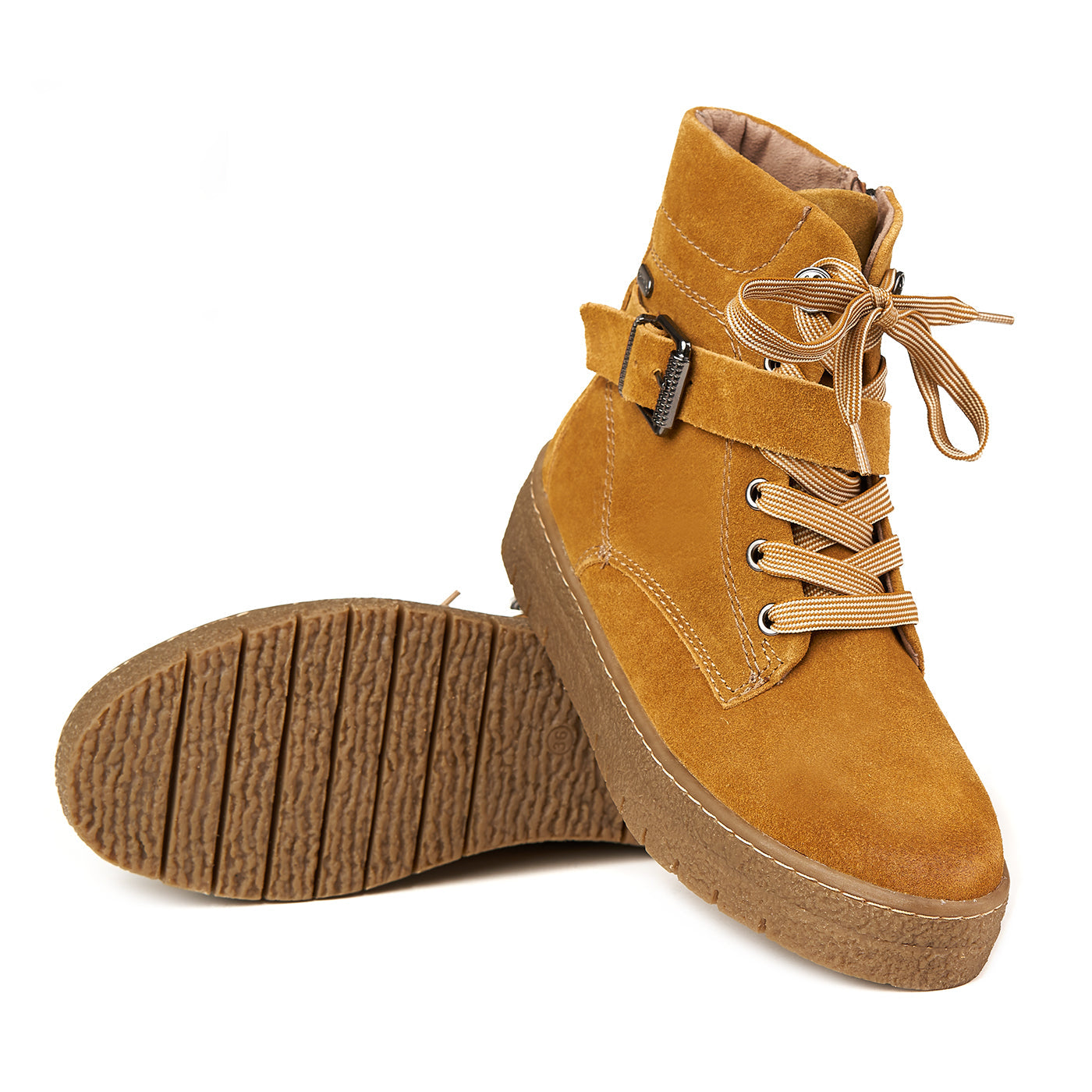 Marco Tozzi Bottes moutarde doublées de fourrure en cuir véritable rouge