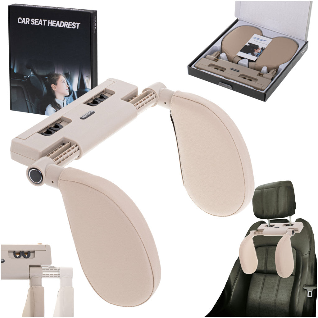 Head And Neck Adjustable Car Headrest Beige