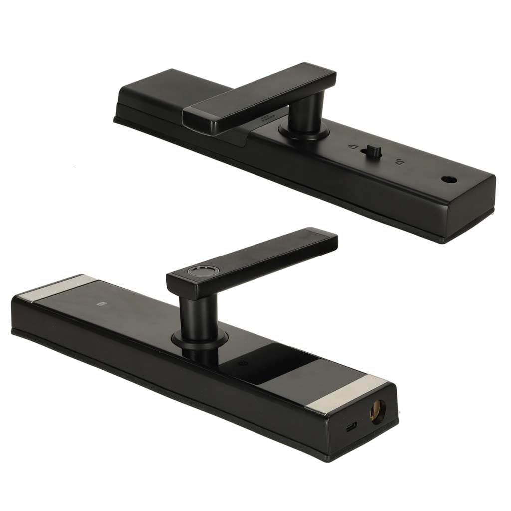 Fingerprint Code Combination Door Handle Card Black