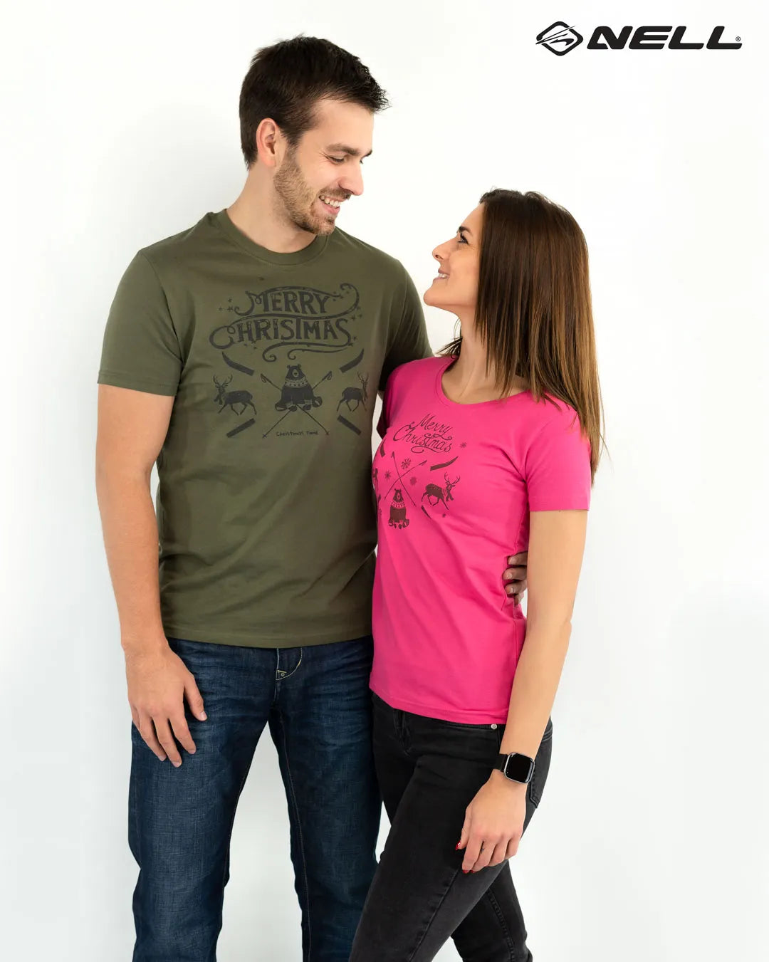 Dames T-shirt Jm Christmas Roze