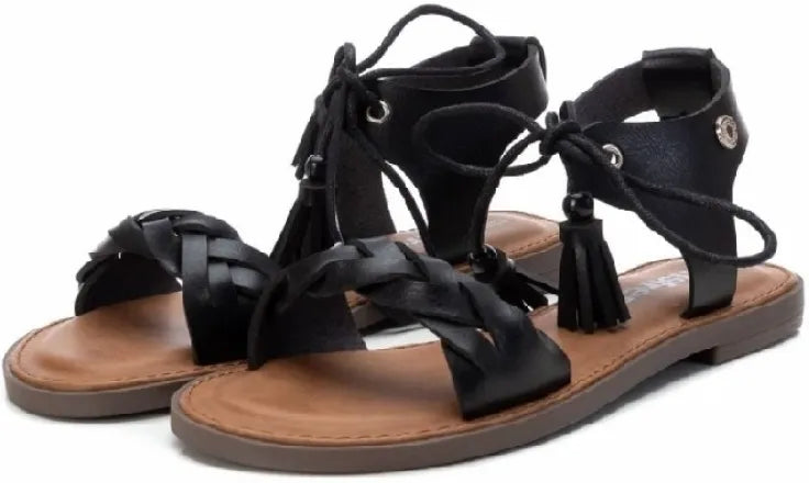 Damensandalen Refresh Niedrige Sandale aus Öko-Leder Schwarz