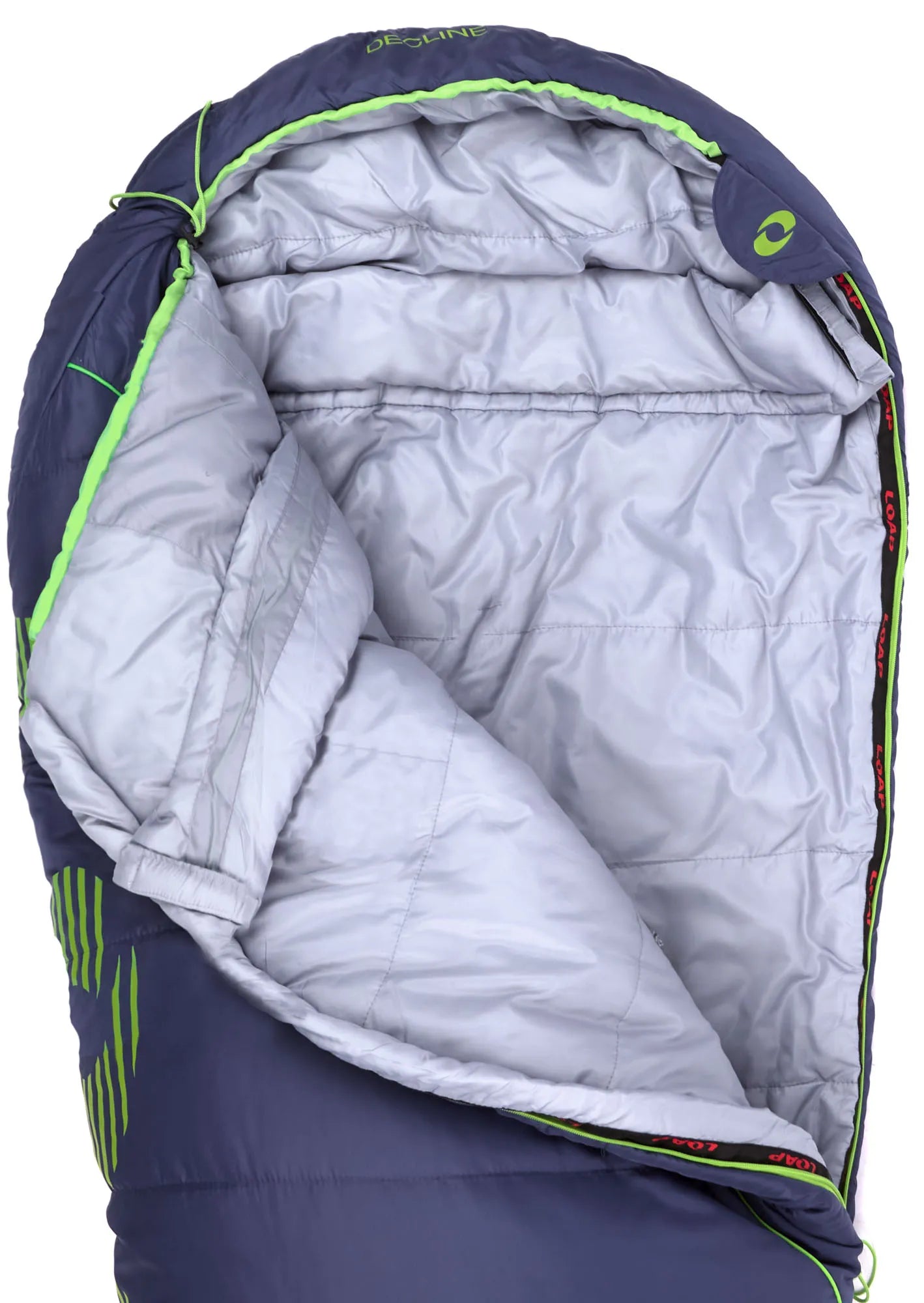 Laghdaigh lúbán mála codlata mummy zipper dorcha-lasair gorm l-chlé