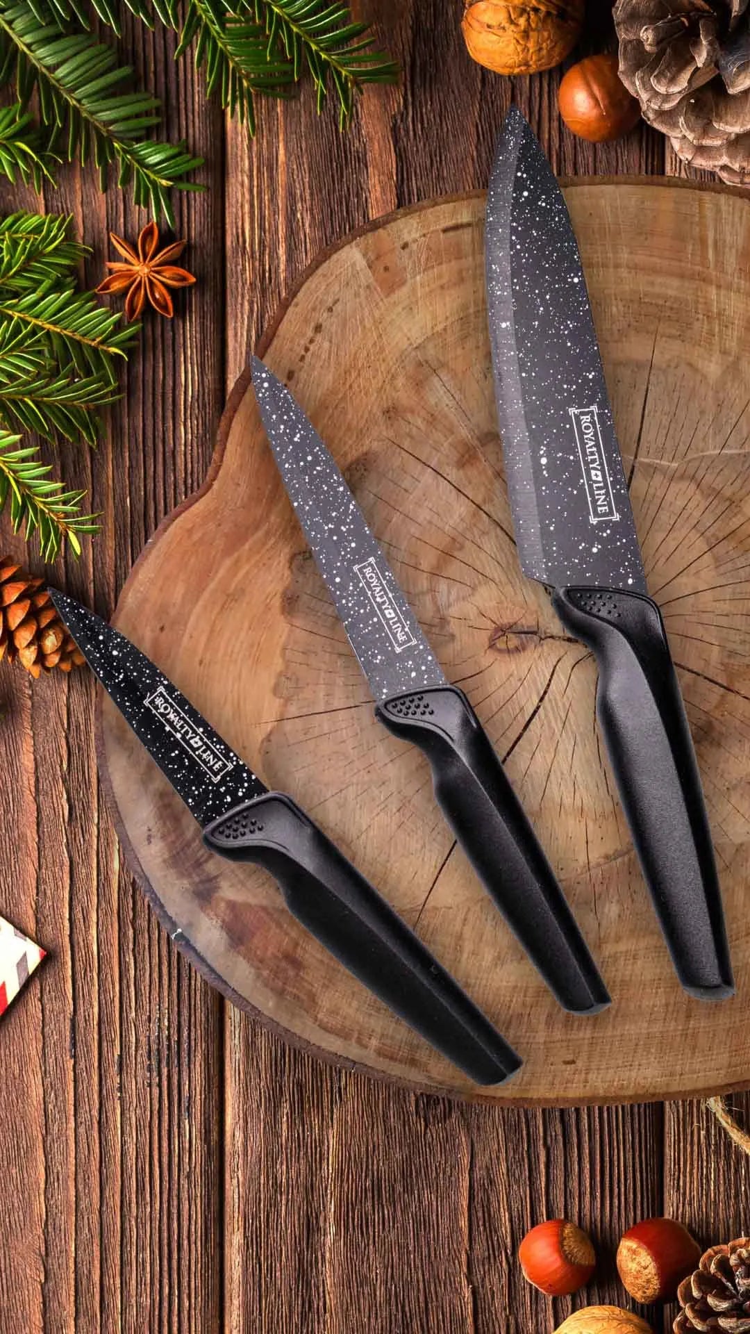 Knife Set 3+1 Royalty Line Black