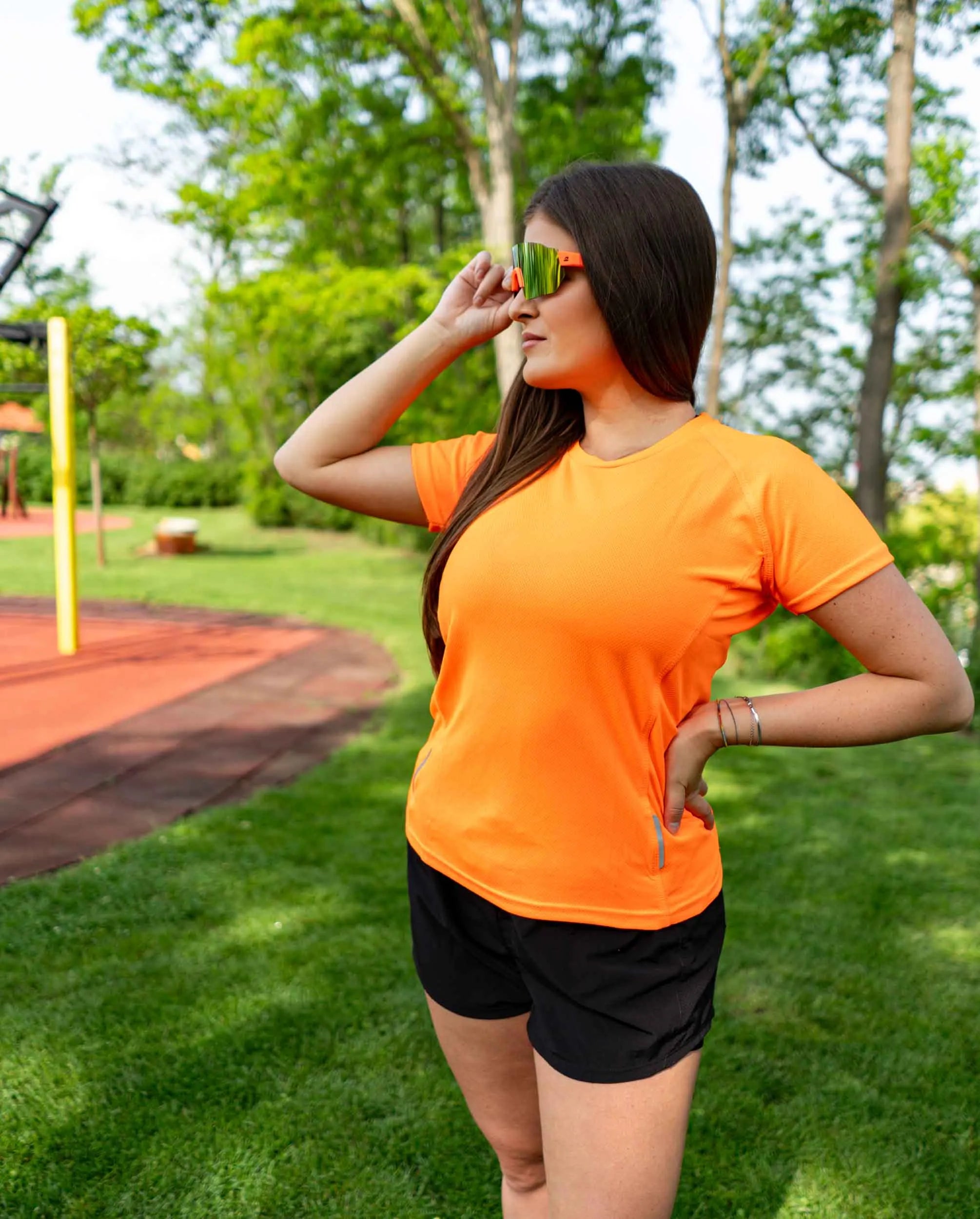 T-shirt sportiva maglione da donna arancione