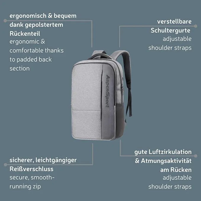 Aspensport Sac à dos 24,5 L Gris Clair