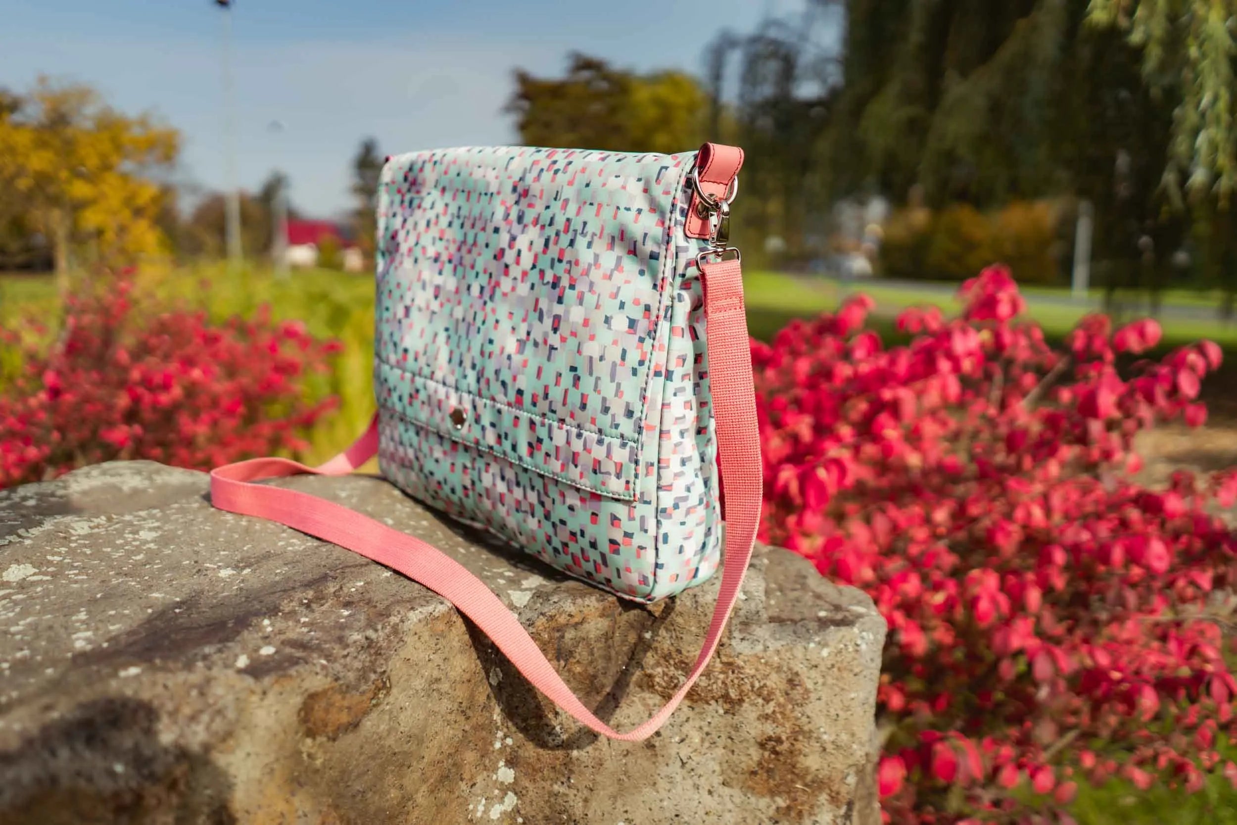 Fossil Wmns Umhängetasche mit Flap Keyer Messinger Multi Color Bl Türkis
