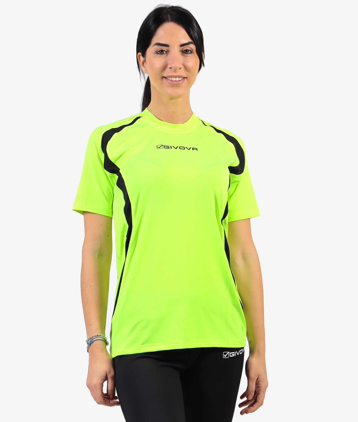 Running T-shirt Unisex Givova Running Fluo Yellow-black Yellow/black