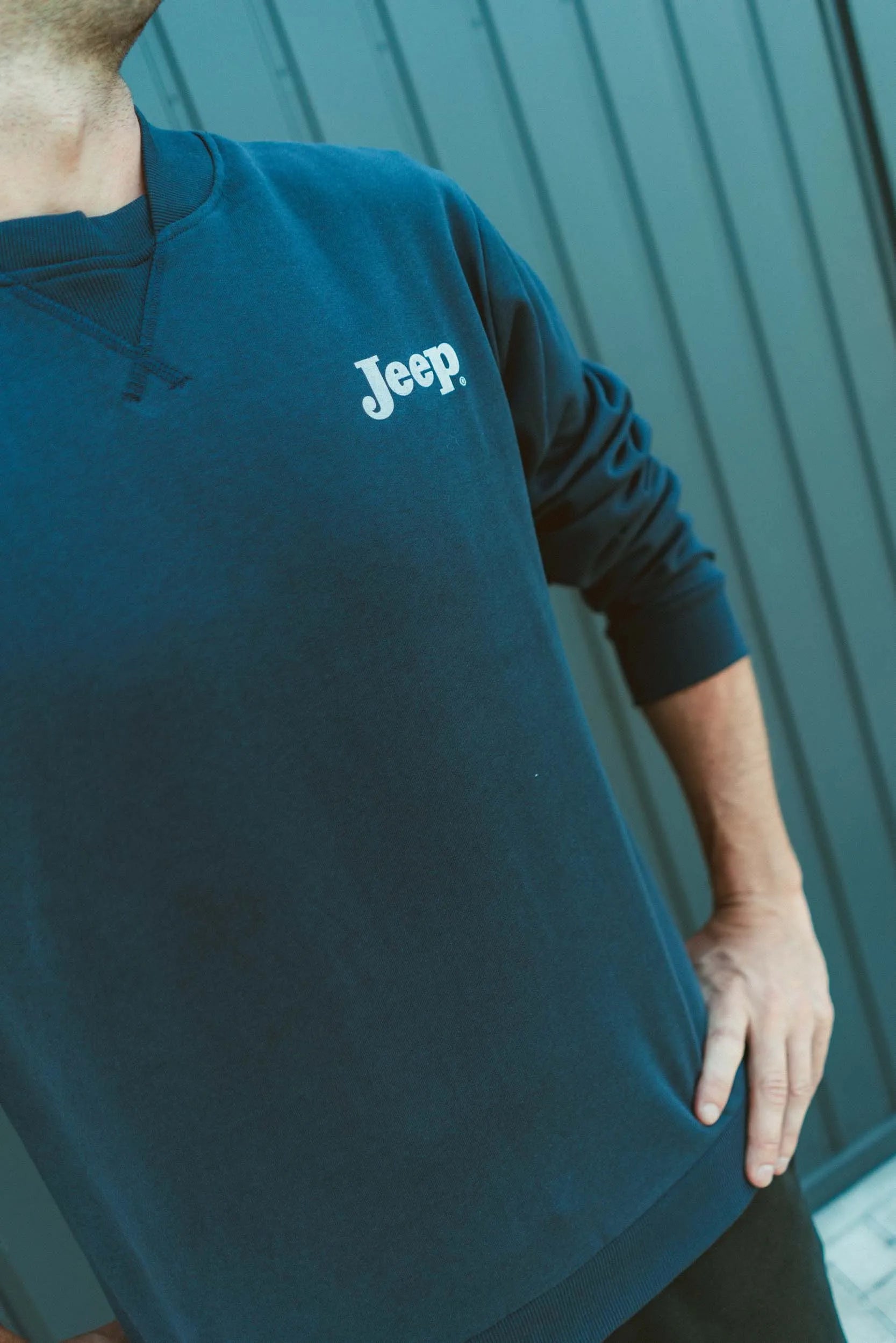 Jeep Herren Bomber-Sweatshirt, Blau, 2XL