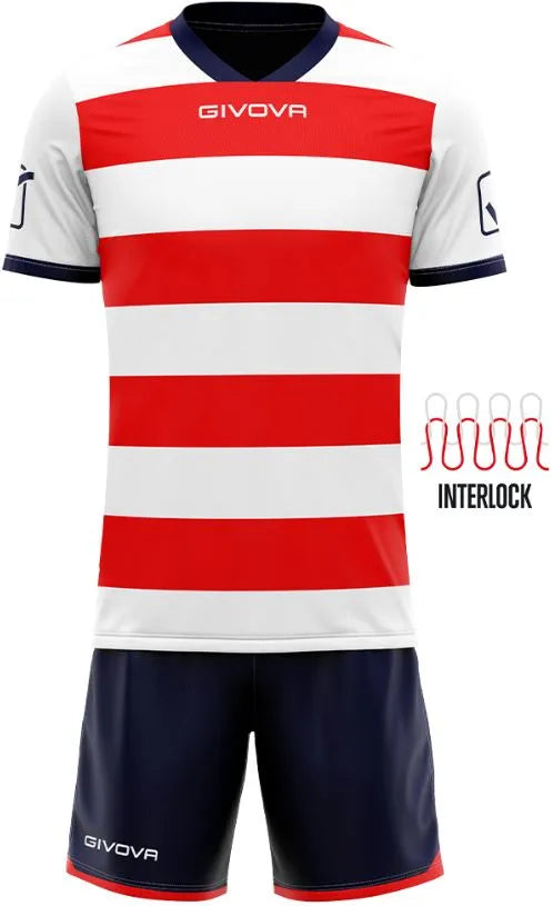 Spóirt set givova rugbaí bán-dearg gorm xl