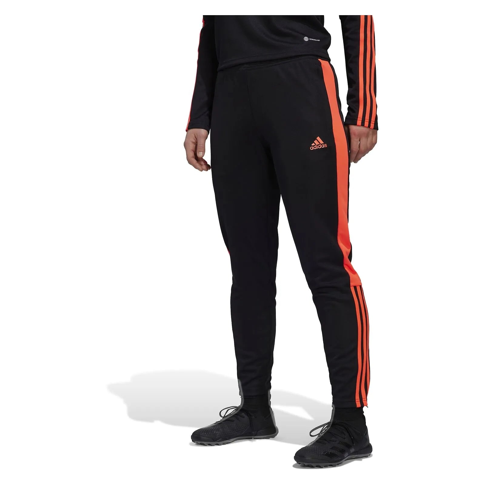 Adidas wms tiro pants dubh-app gréine dearg dubh xl
