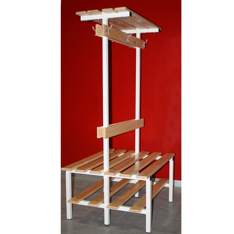 Banco Vestuario Doble Con Zapatillero Percha Y Estante Superior Multicolor