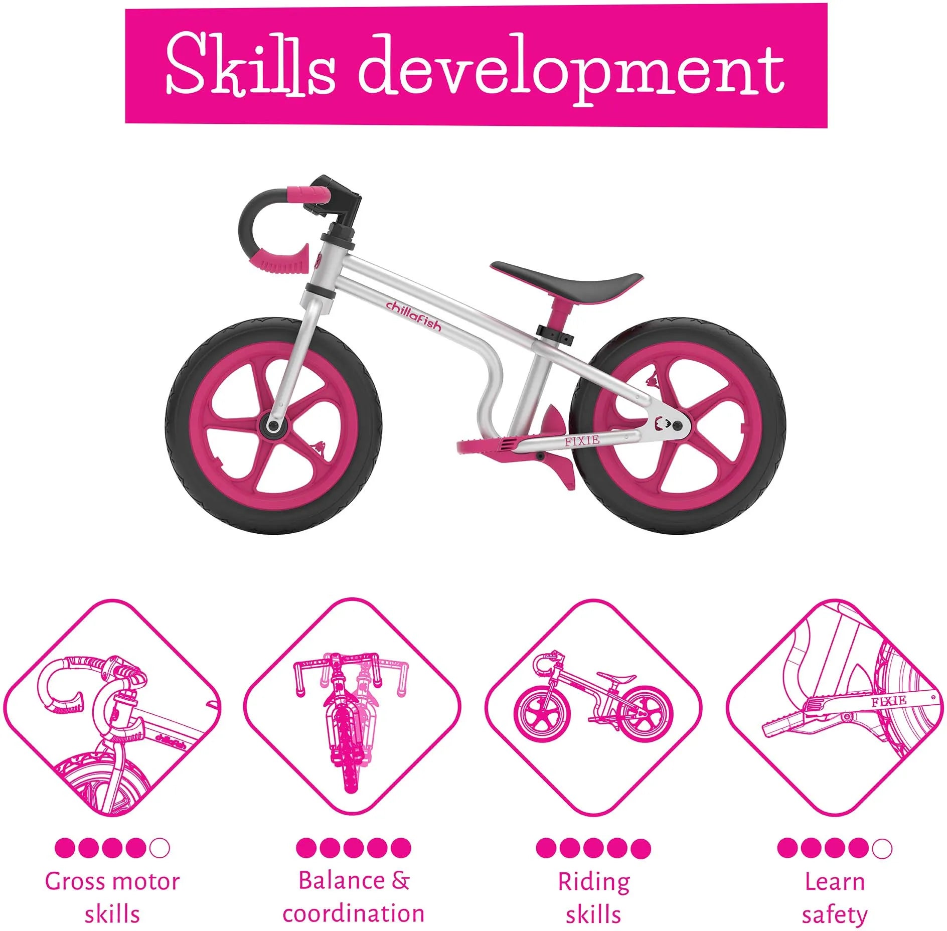 Kinderloopfiets chillafish fixie roze loopfiets roze