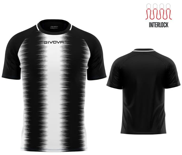 Sport-T-shirt Givova Streep Zwart-wit Zwart