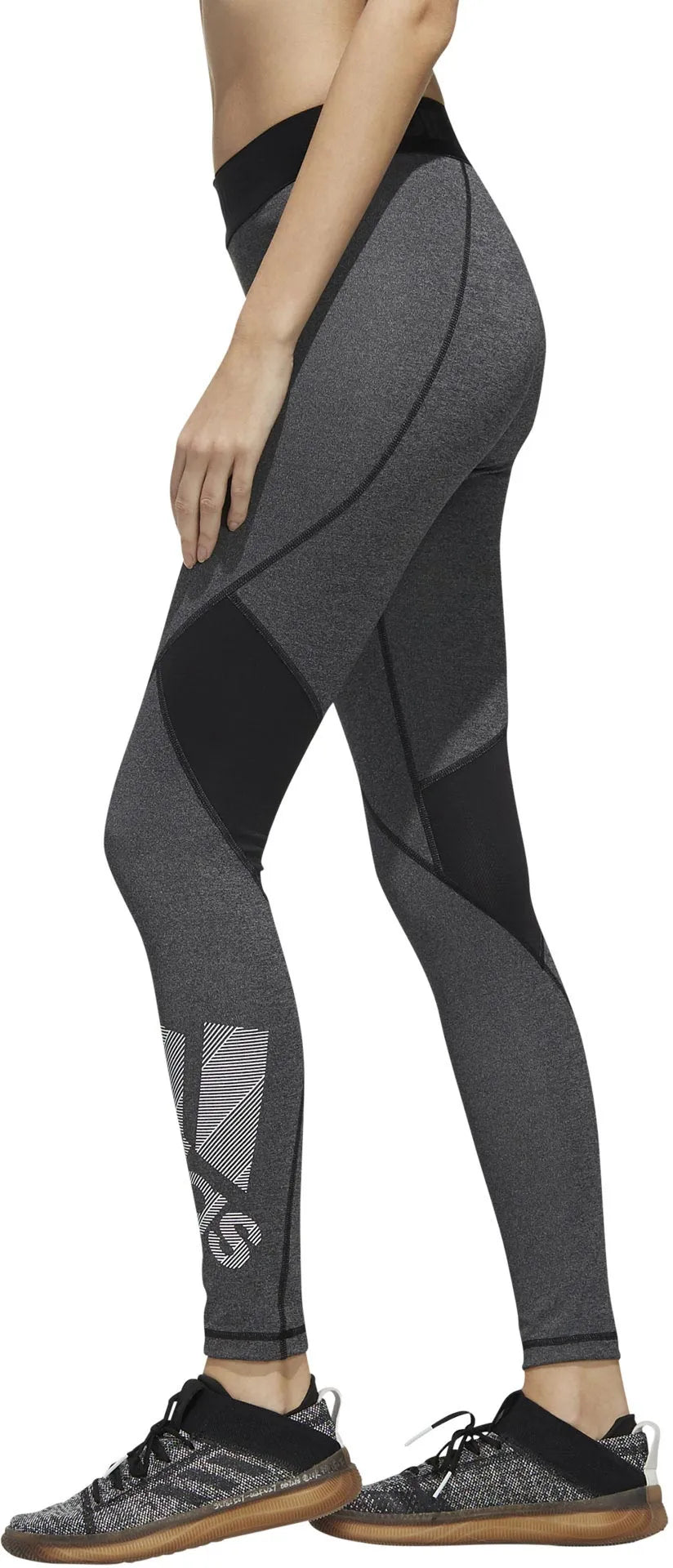 Leggings femininas adidas alphaskin long heathered badge cinza m