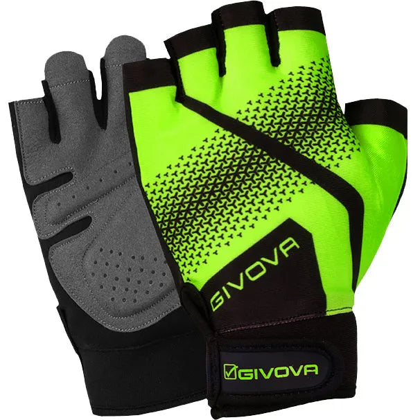 Givova Gym Fluo Yellow-black Training Gloves Yellow