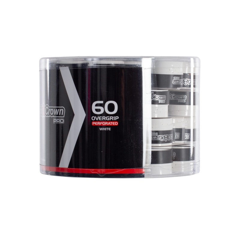 Black Crown 60 White Perforated Overgrips Jar