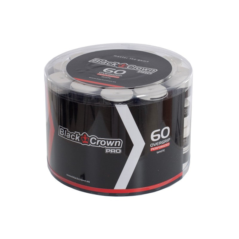 Black Crown 60 White Perforated Overgrips Jar
