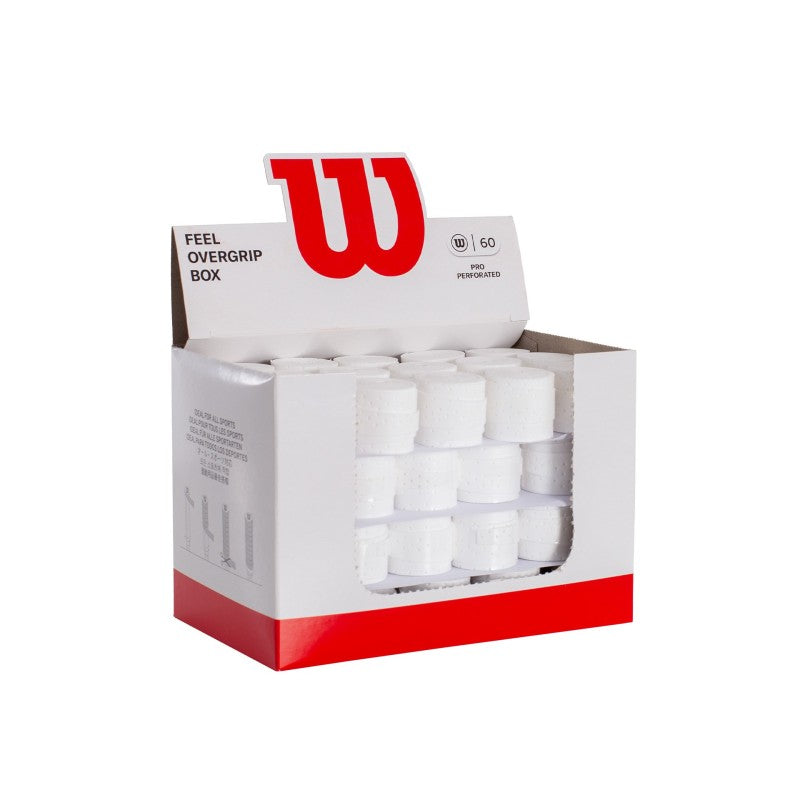Box Of 60 Perforated Overgrips Wilson White Pro