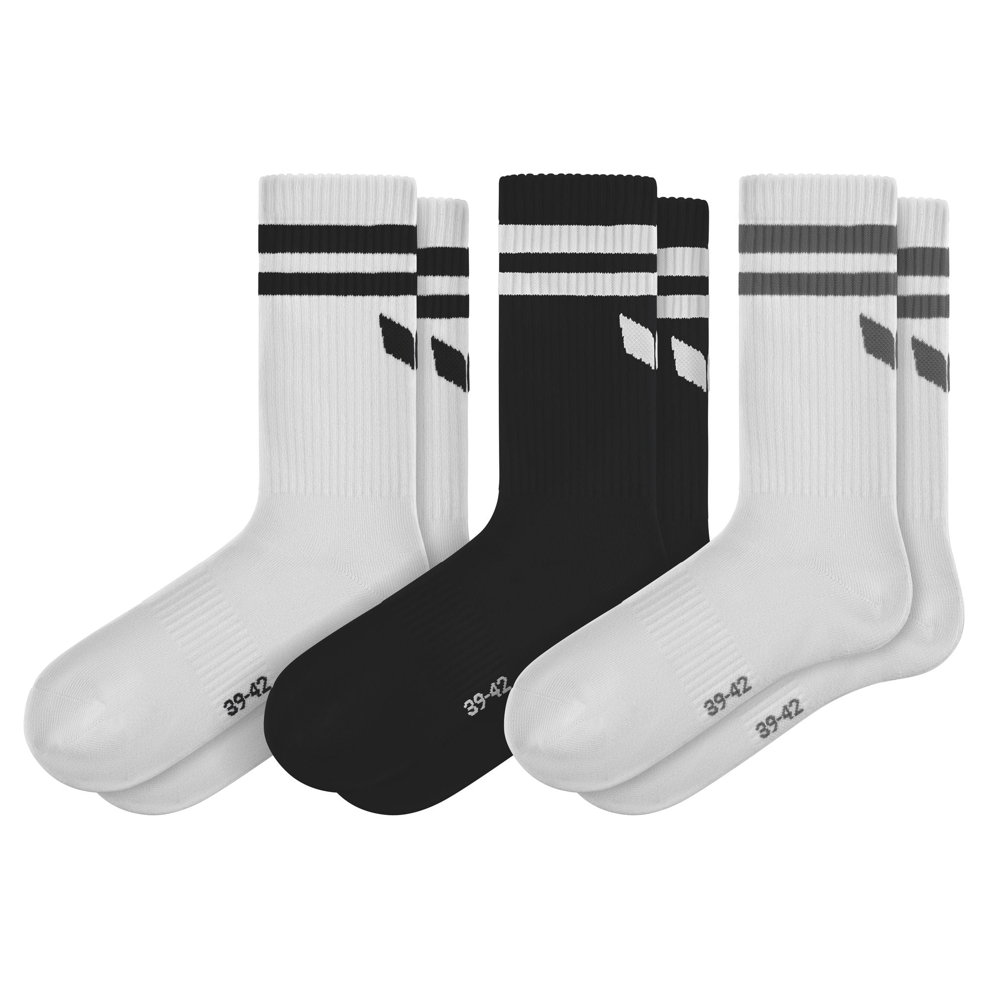 Erima Wings Sokker 3pak Hvid/sort 35-38