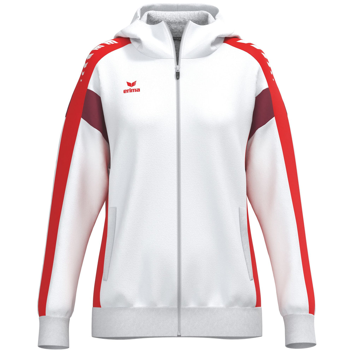Chaqueta de entrenamiento Erima Celebrate 125 con capucha blanco/rojo