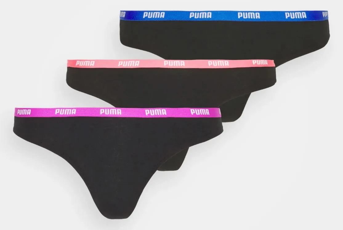 Culotte Femme Puma String 3p Rose-orchidée-bleu Mix