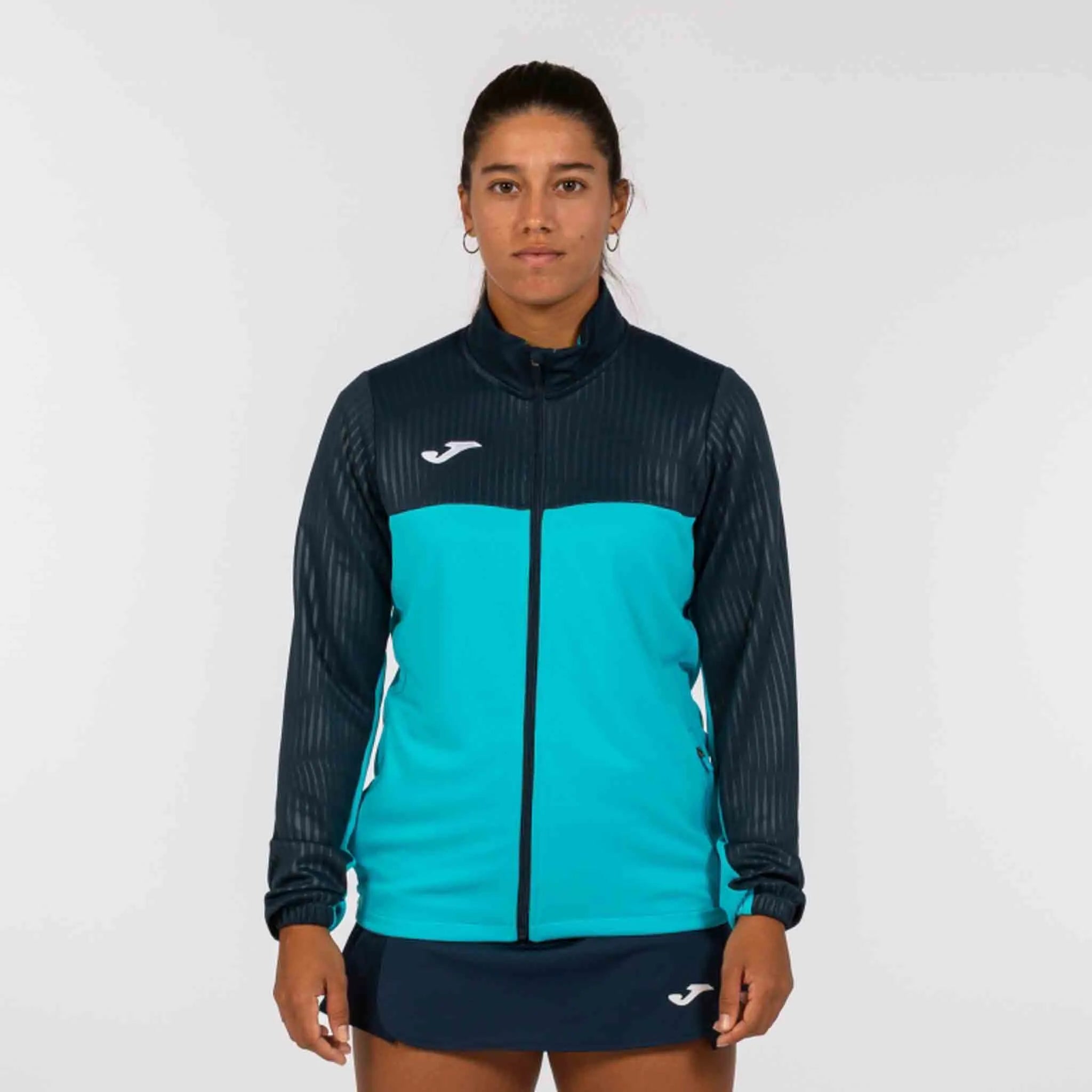 Felpa donna joma montreal full zip fluor turchese-navy turchese l
