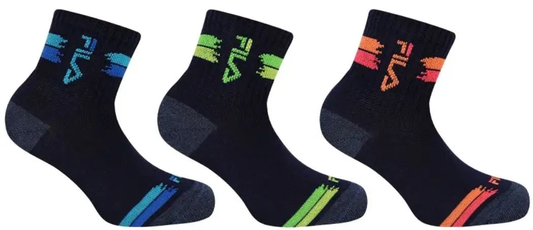 Fila Socks 3-pack Jr Boy Quarter Marinsvart