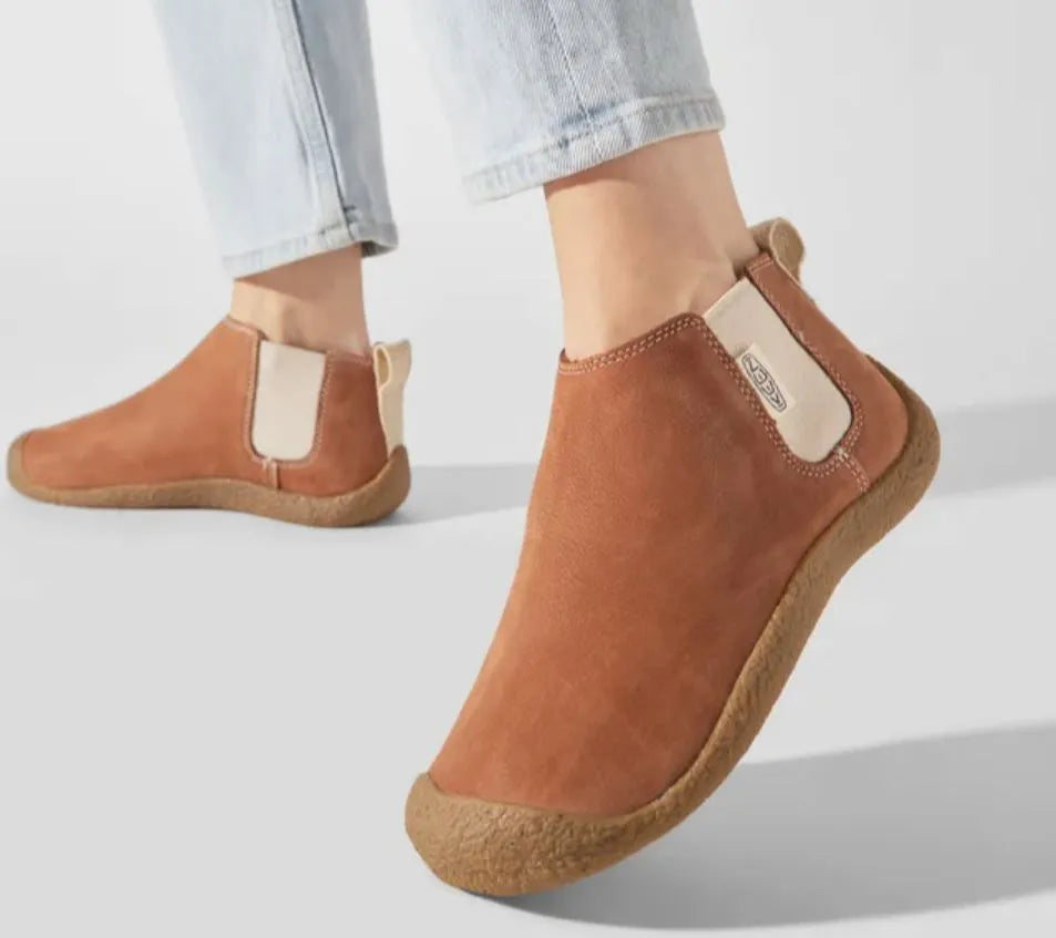 Bróga Leathar na mBan Keen Wmns Mosey Chelsea Leathar Tortoise Shell-birc Brown
