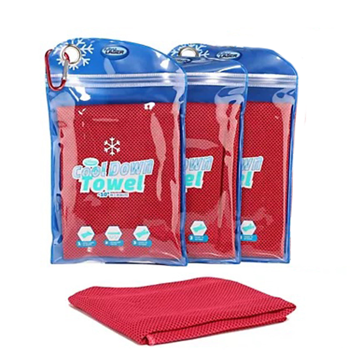 Cool Down Towel - Incl. Bag - 3x Red