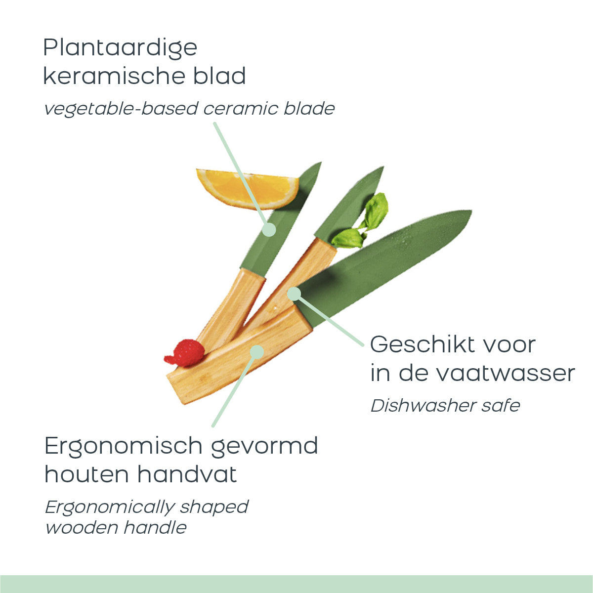 Just Vegan – Keramisk knivsæt – 5 stk