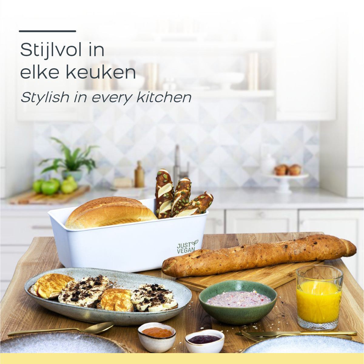 Just Vegan – Chlebak Z Bambusową Deską Do Krojenia – Biały