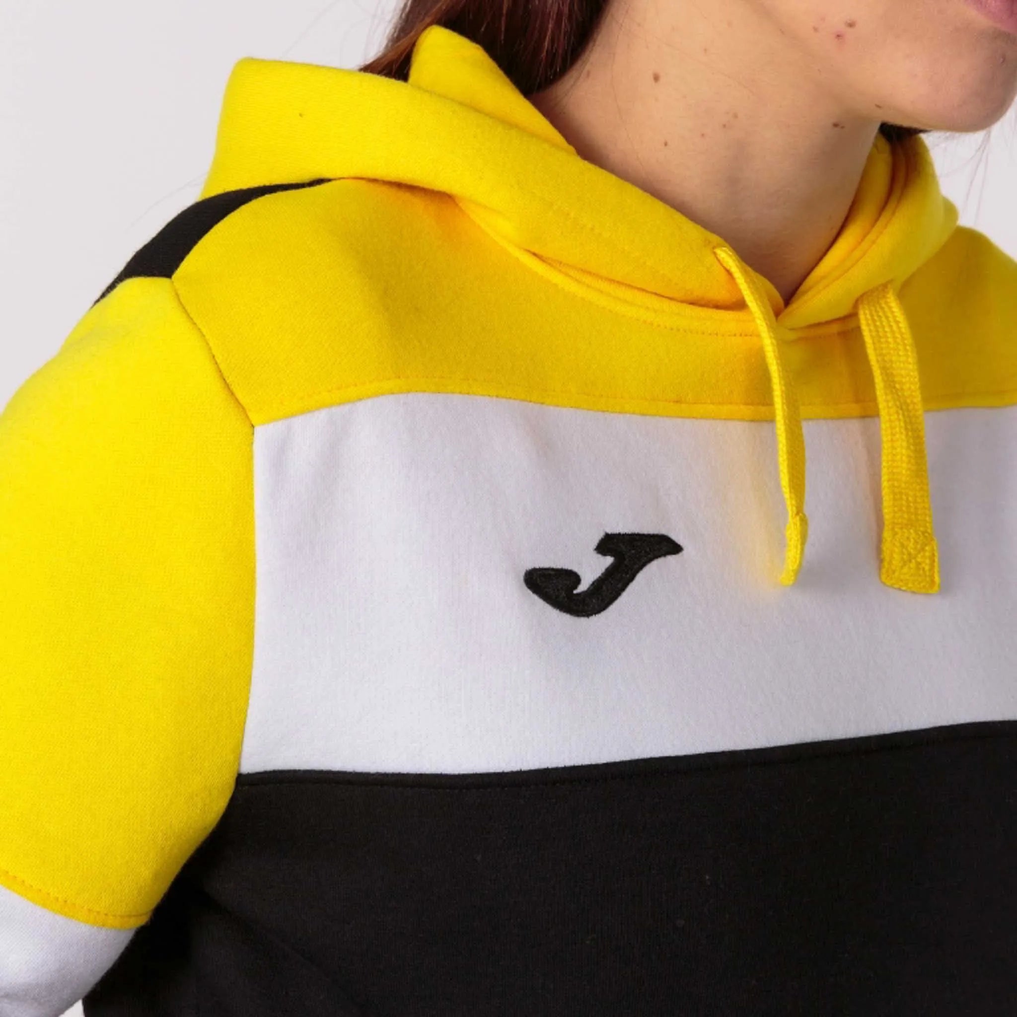 Moletom feminino joma crew iv com capuz preto-amarelo preto 2xs