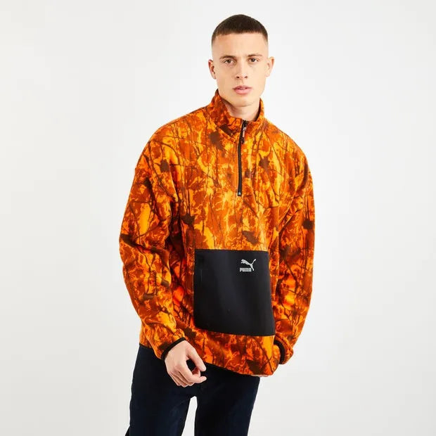 Moletom masculino puma double vision all over print hoodies laranja m