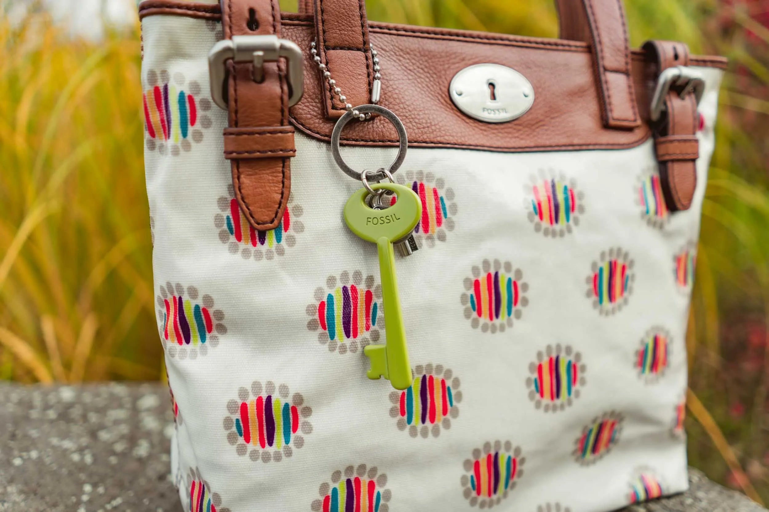 Handtasche Fossil Wmns Shoulderbag Key-Per Shopper Dot Cream