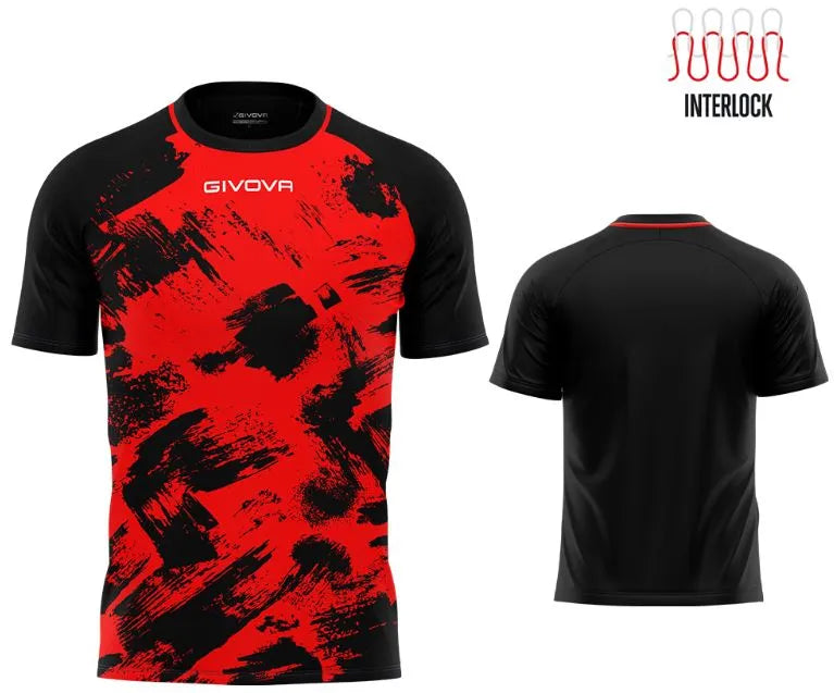 Tricou sport Givova Art Interlock Roșu-negru Roșu