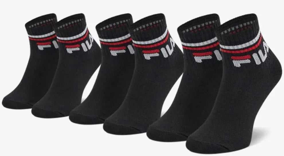 Детски чорапи Fila Quarter 3 пакета черни