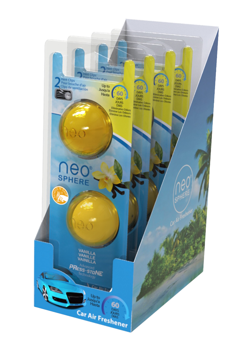 Neo-sphere - Deodorante per auto – Confezione da 4 duo – Vaniglia