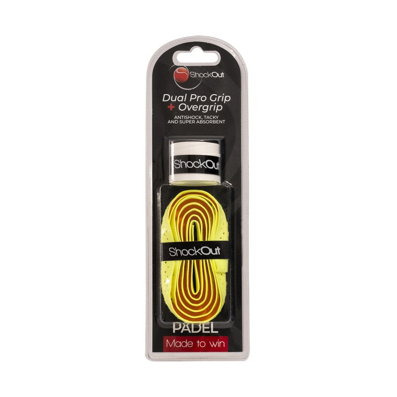 Dual Pro Grip + Overgrip Shockout Negro/Amarillo ÚNICA