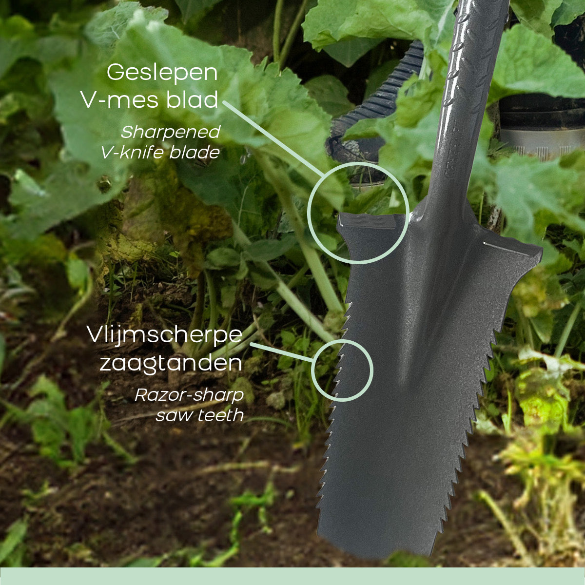 De Wortelkiller – Gartenspaten – Grau