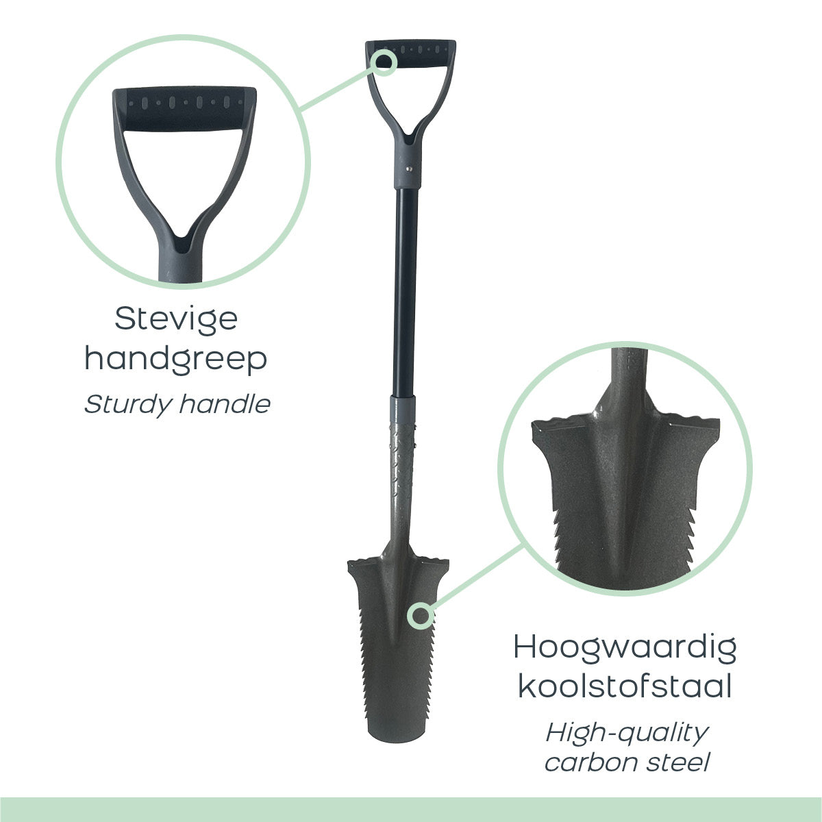 De Wortelkiller – Gartenspaten – Grau