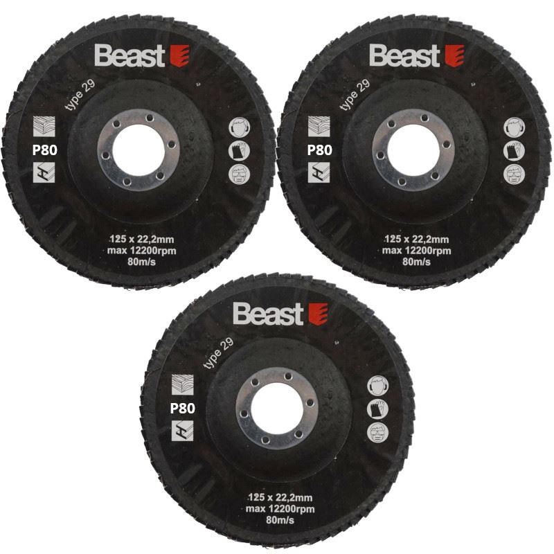 Roth Meilt Diosca Scríobach P80 Grit 125 Mm 3 Pcs Beast