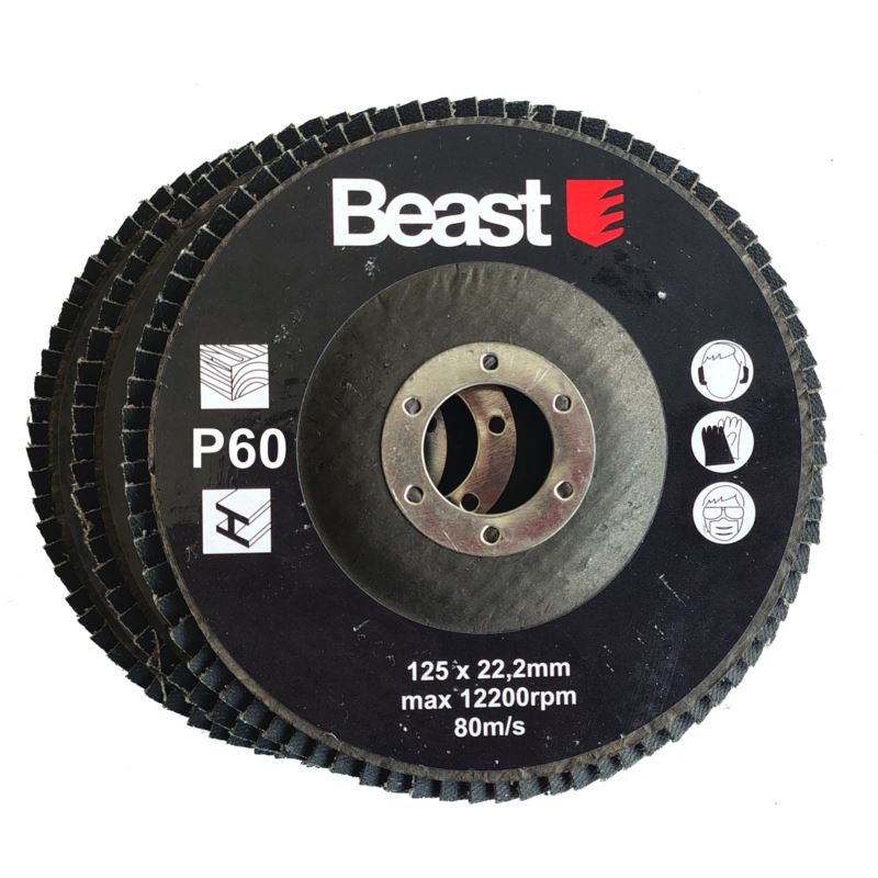 Disco Flap Abrasivo 125 Mm P60 3 Pcs 22 Mm Furo Besta