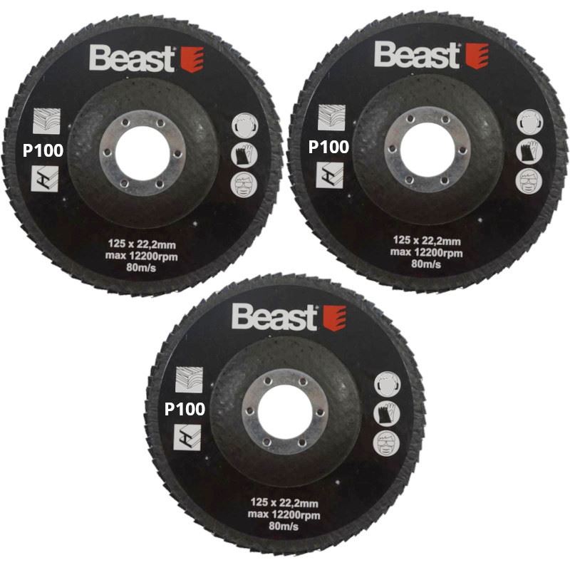 Пластмасов шлифовъчен диск P100125 Mm 3 пакета 72 листа Beast