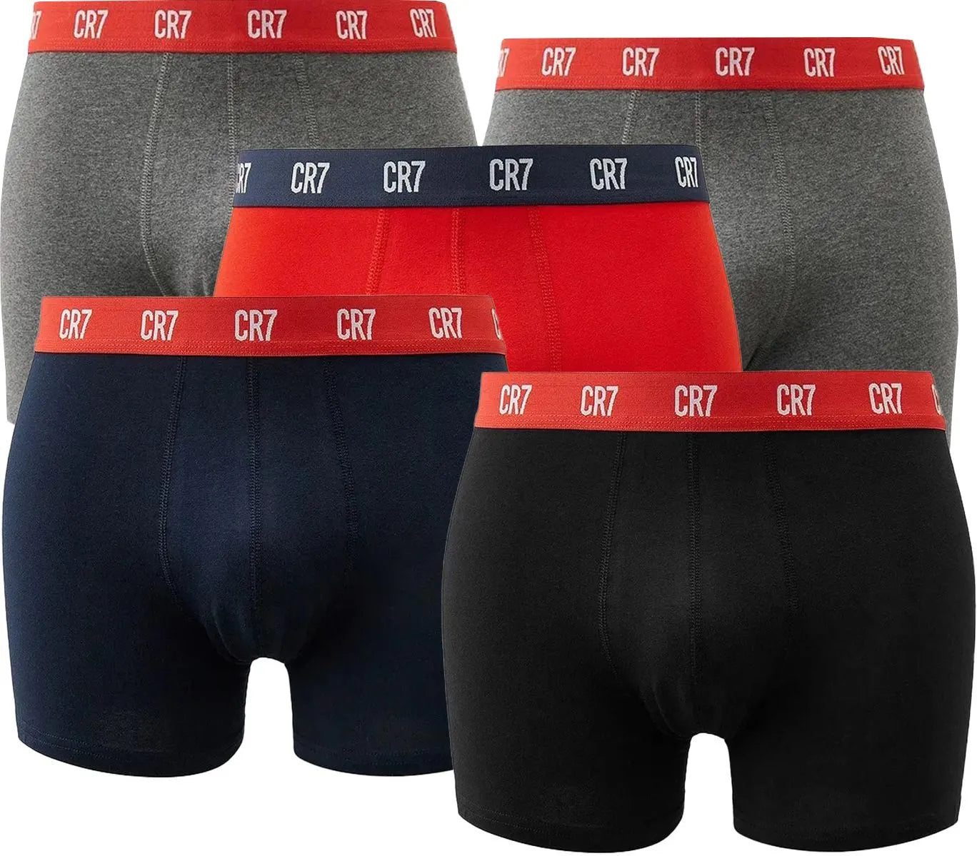 Dornálaithe cr7 fir cristiano ronaldo boxershort 5-pacáiste meascán liath-dubhghorm-dearg xl