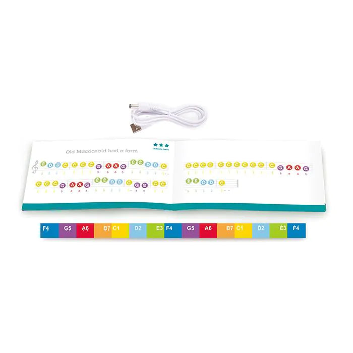 Червено пиано с табуретка Hape Learn With Lights