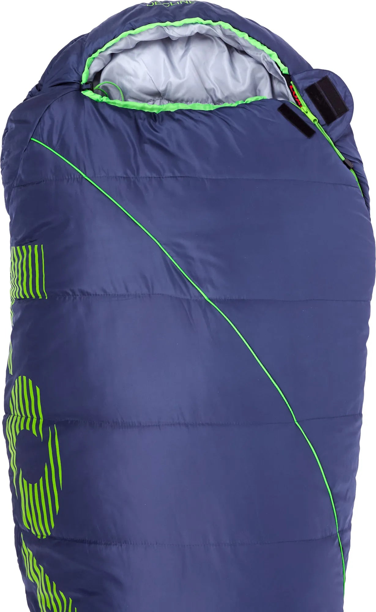 Laghdaigh lúbán mála codlata mummy zipper dorcha-lasair gorm l-chlé