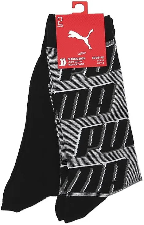 Sokken Puma Sock All Over Logo 2p Zwart Zwart 39-42